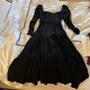 REFORMATION Black Long Sleeve Dress, high slit - Size 0